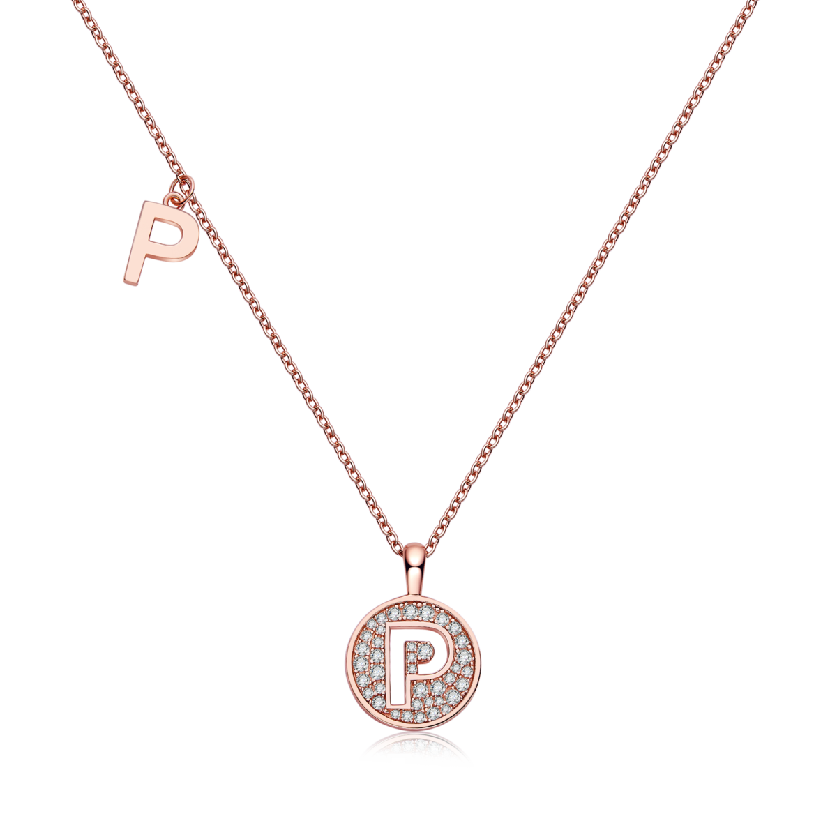 P pendant S925 silver plated rose gold Moissanite light luxury letter necklace